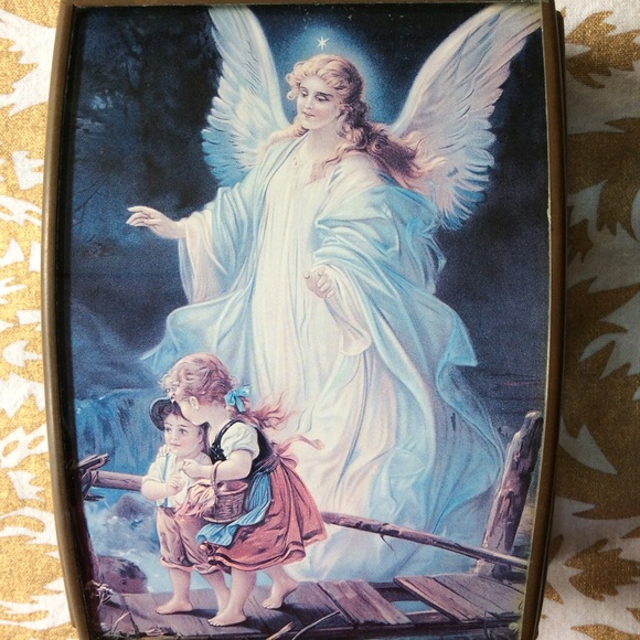 Vintage Via Vermont Guardian Angel Glass Brass Box - Picture 14 of 14